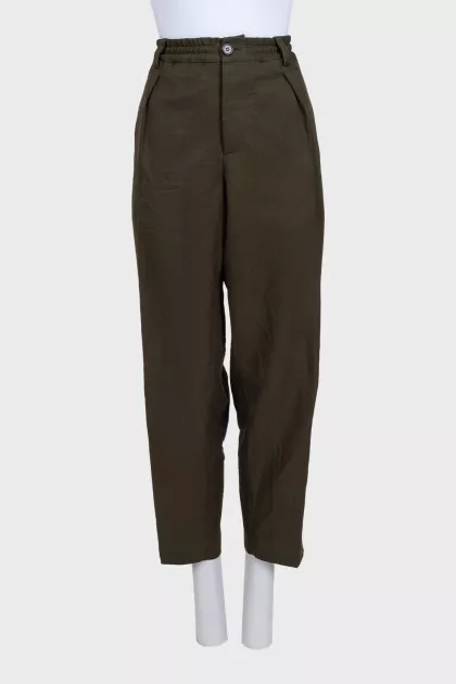 High-waisted wide-leg trousers with buttons
