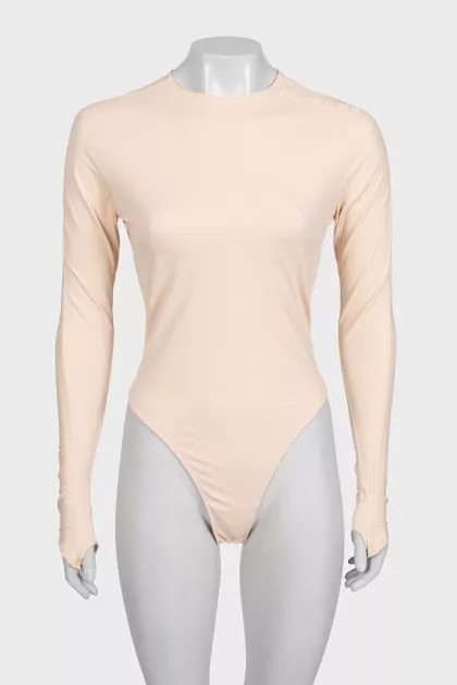 Beige bodysuit with logo