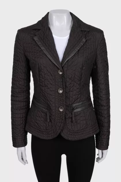 Brown fitted button-down jacket