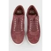 Burgundy lace-up sneakers
