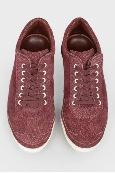 Burgundy lace-up sneakers