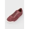 Burgundy lace-up sneakers