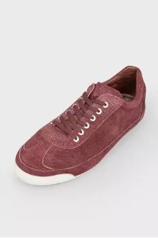 Burgundy lace-up sneakers