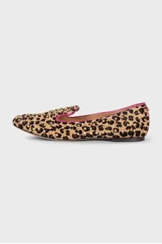 Decorated pony skin ballet flats