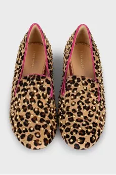 Decorated pony skin ballet flats