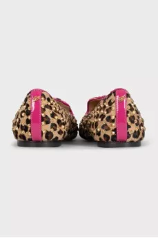 Decorated pony skin ballet flats