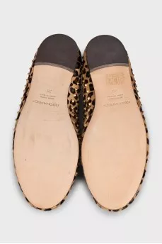 Decorated pony skin ballet flats