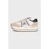 High-top sneakers made of suede and textile
