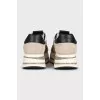 High-top sneakers made of suede and textile