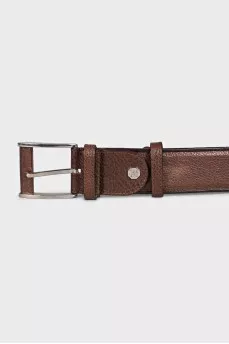 Men's leather belt with square buckle