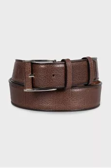 Men's leather belt with square buckle