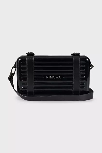 Men's black bag with a leather strap