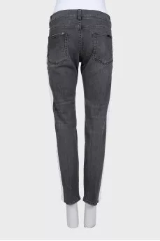 Серые джинсы skinny fit со вставками