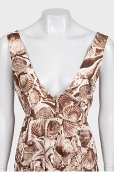 Brown printed maxi dress