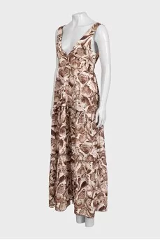 Brown printed maxi dress