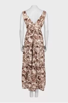 Brown printed maxi dress