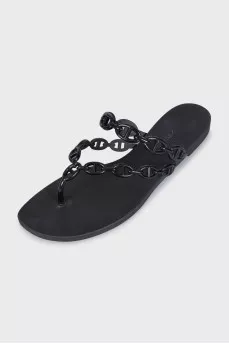 Black rubber flip flops