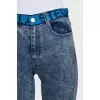 Blue jeans with a signature print