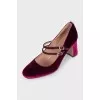 Velvet double heel pumps
