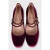 Velvet double heel pumps