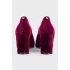 Velvet double heel pumps