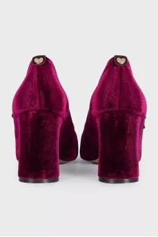 Velvet double heel pumps
