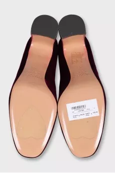 Velvet double heel pumps
