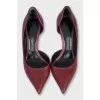 Red leather high heel shoes