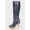 Leather boots with wooden heels
