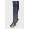 Leather boots with wooden heels