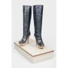 Leather boots with wooden heels