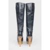 Leather boots with wooden heels