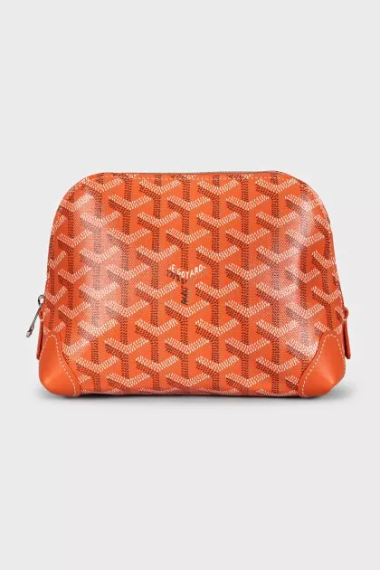 Orange cosmetic bag made from signature canvas