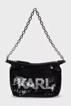 Black decorated bag with logo