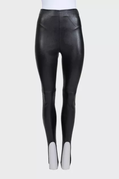 Leather tapered trousers with stirrups