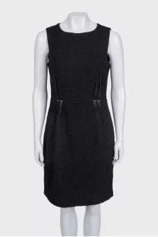 Tweed dress with satin inserts