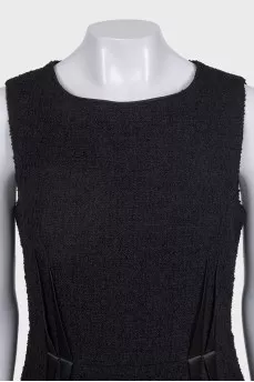 Tweed dress with satin inserts