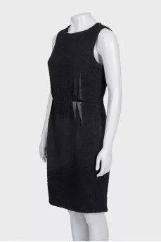 Tweed dress with satin inserts