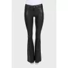 Black leather flared trousers