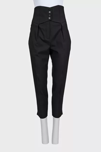 Black high-waisted wool trousers