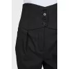 Black high-waisted wool trousers