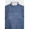 Blue perforated shirt with tag