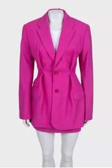 Pink fitted wool suit