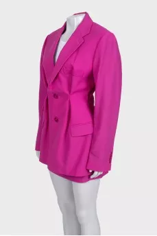 Pink fitted wool suit