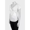 White embellished t-shirt with a cutout