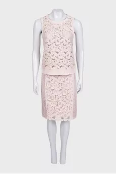 Lace top and skirt suit