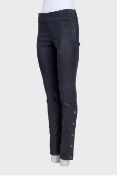 Straight-leg leather trousers with side zippers