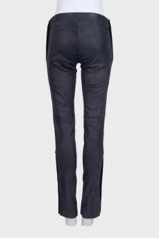 Straight-leg leather trousers with side zippers