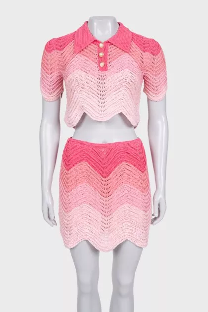 Pink knitted suit