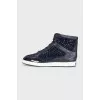 High-top leather sneakers decorated with crystals